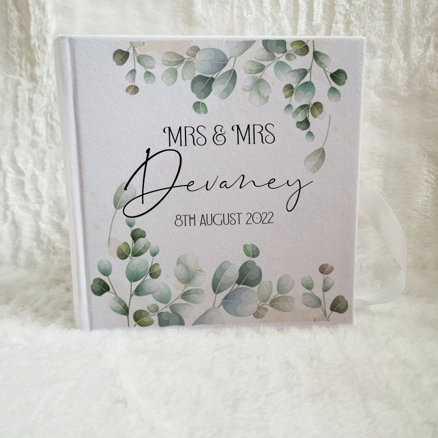 Personalised Eucalyptus Leaves Wedding Guest Book
