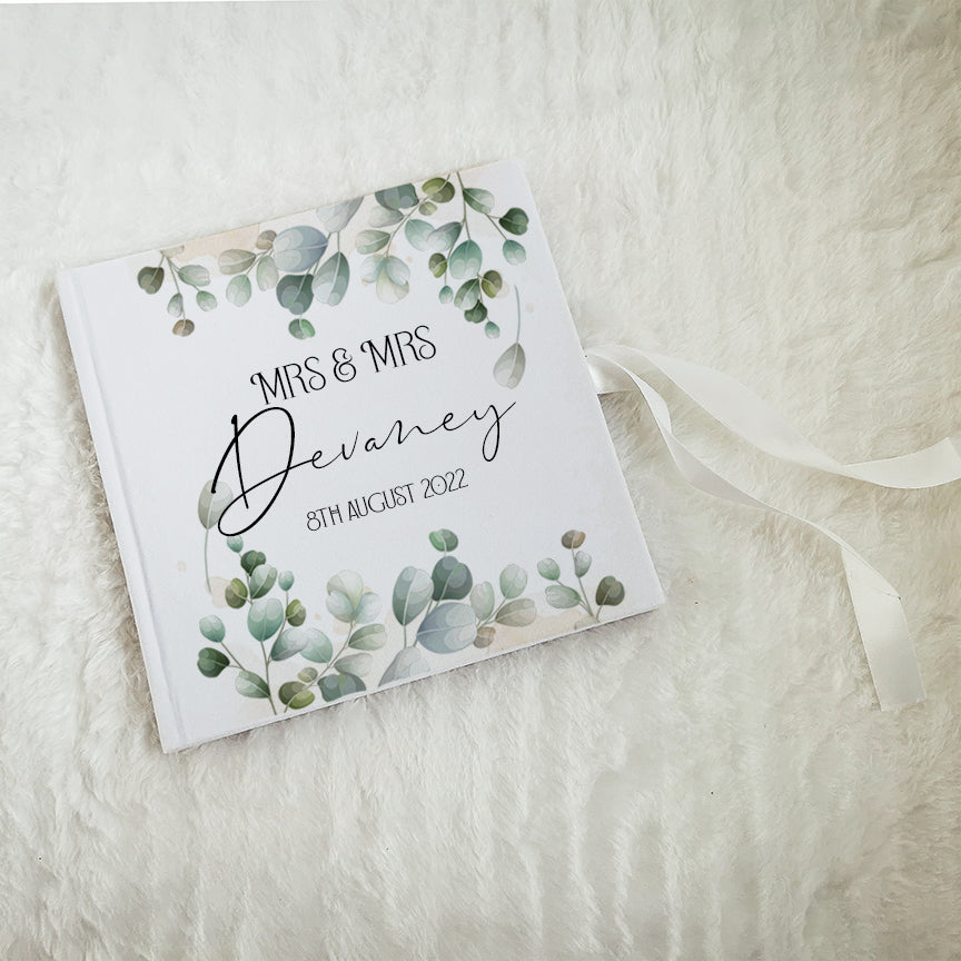 Personalised Eucalyptus Leaves Wedding Guest Book