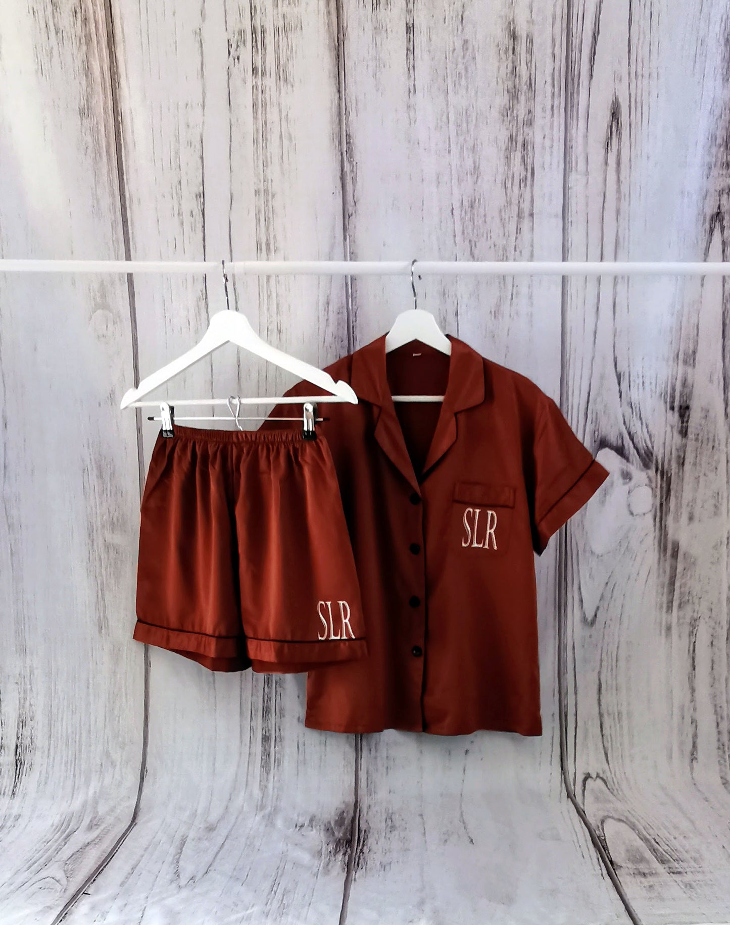 Personalised Burnt Orange Bridal Party Pyjamas, Copper Bridesmaid PJs