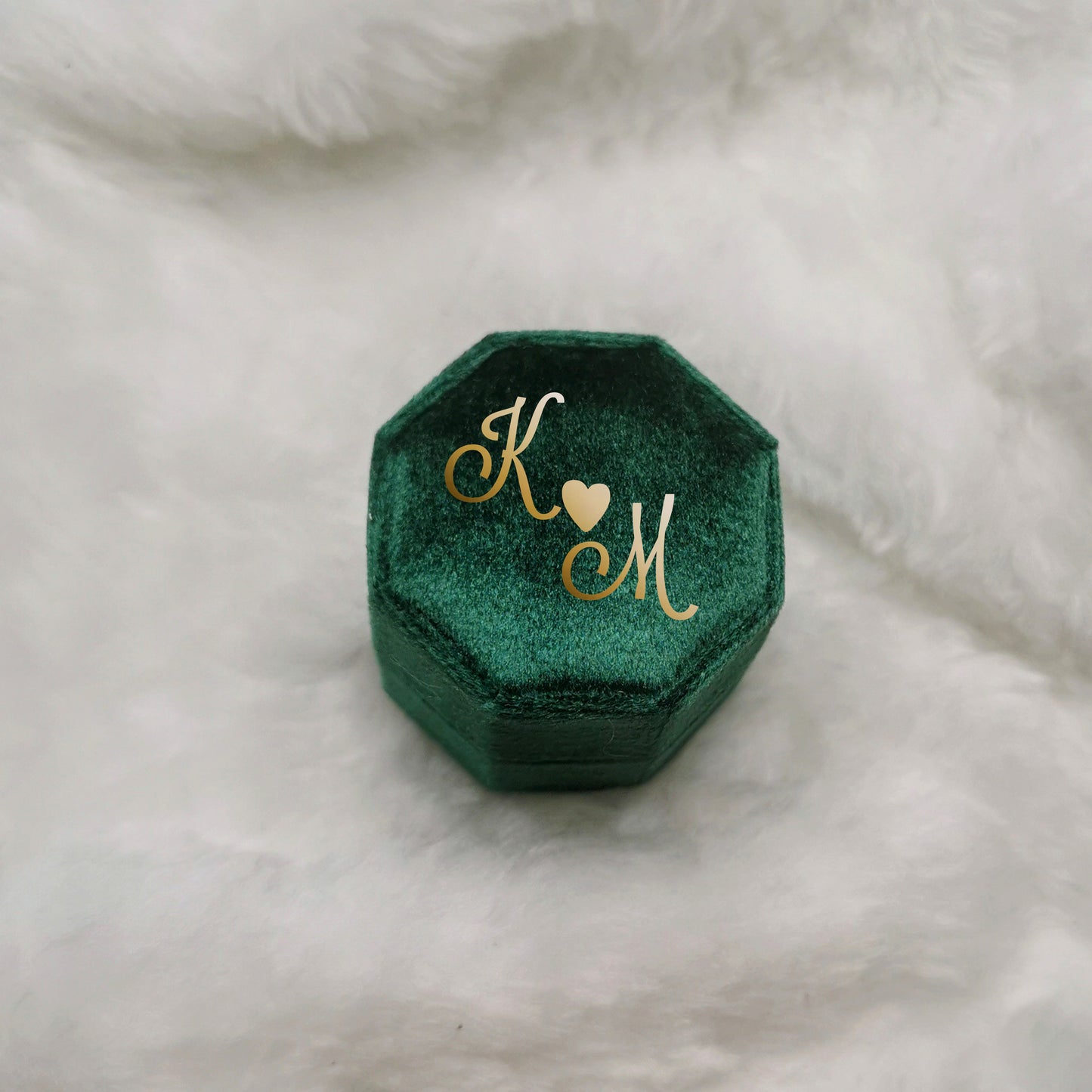 Luxury Velvet Octagon Ring Box, Personalised Double Ring Box, Wedding Ring Box, Engagement Ring Box