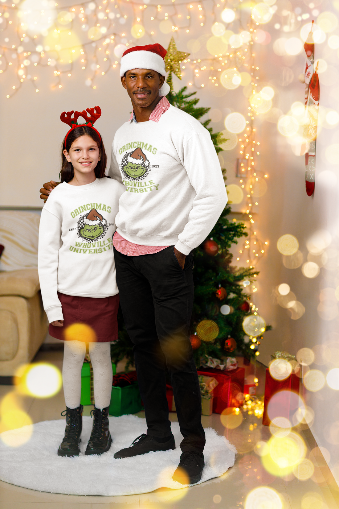 Twinkling with Togetherness: Adorable Matching Grinchmas Christmas Jumpers for the Whole Family!