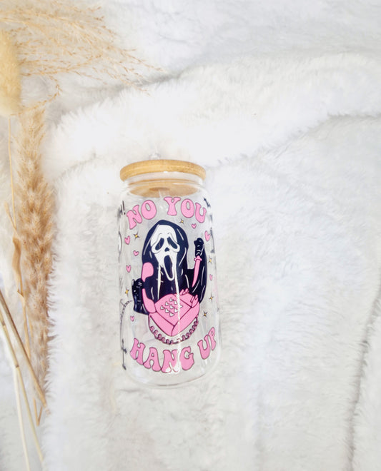 Girlie Pink Halloween Scary Movie Libbey Glass Starbucks Cup - Eco-Friendly, Reusable, and Stylish