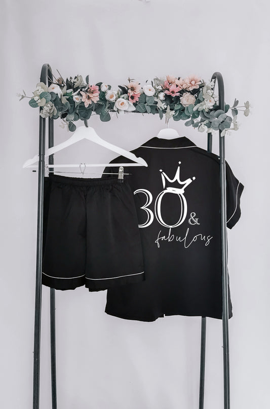 Personalised 30 and Fabulous Birthday Pyjamas, Unique Ladies Milestone Birthday Present (Adult Sizes)