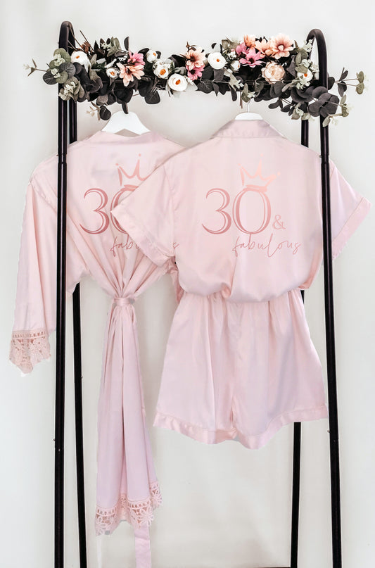 Luxury 30 and Fabulous Birthday Pyjamas and Robe, Special 30th Birthday Present