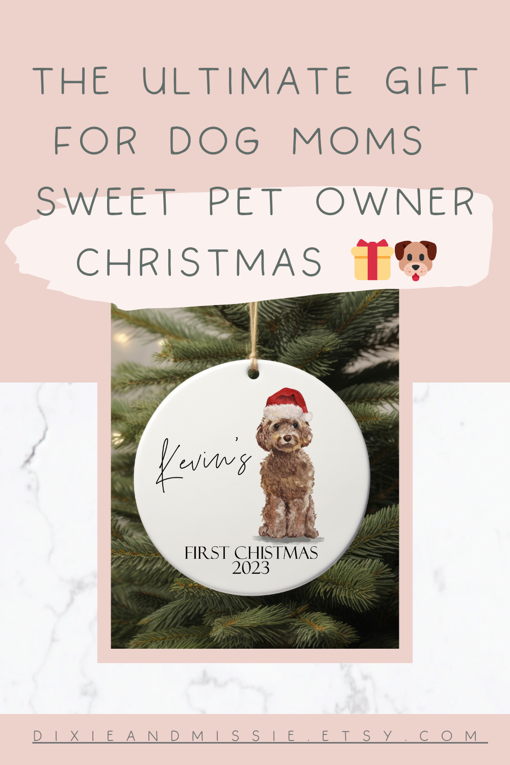 Personalised Dogs First Christmas Tree Bauble, Sweet Custom Christmas Decor, Pet Christmas Present, Hand Drawn Pet Bauble