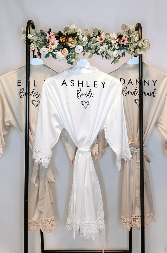 Personalised Matching Bridesmaid and Flower Girl Robes "Almond"