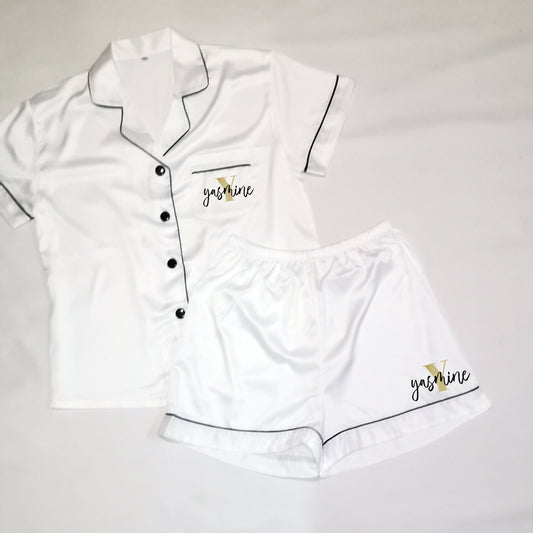 Luxury Personalised Monogram Silky Pyjamas (Adult Sizes)