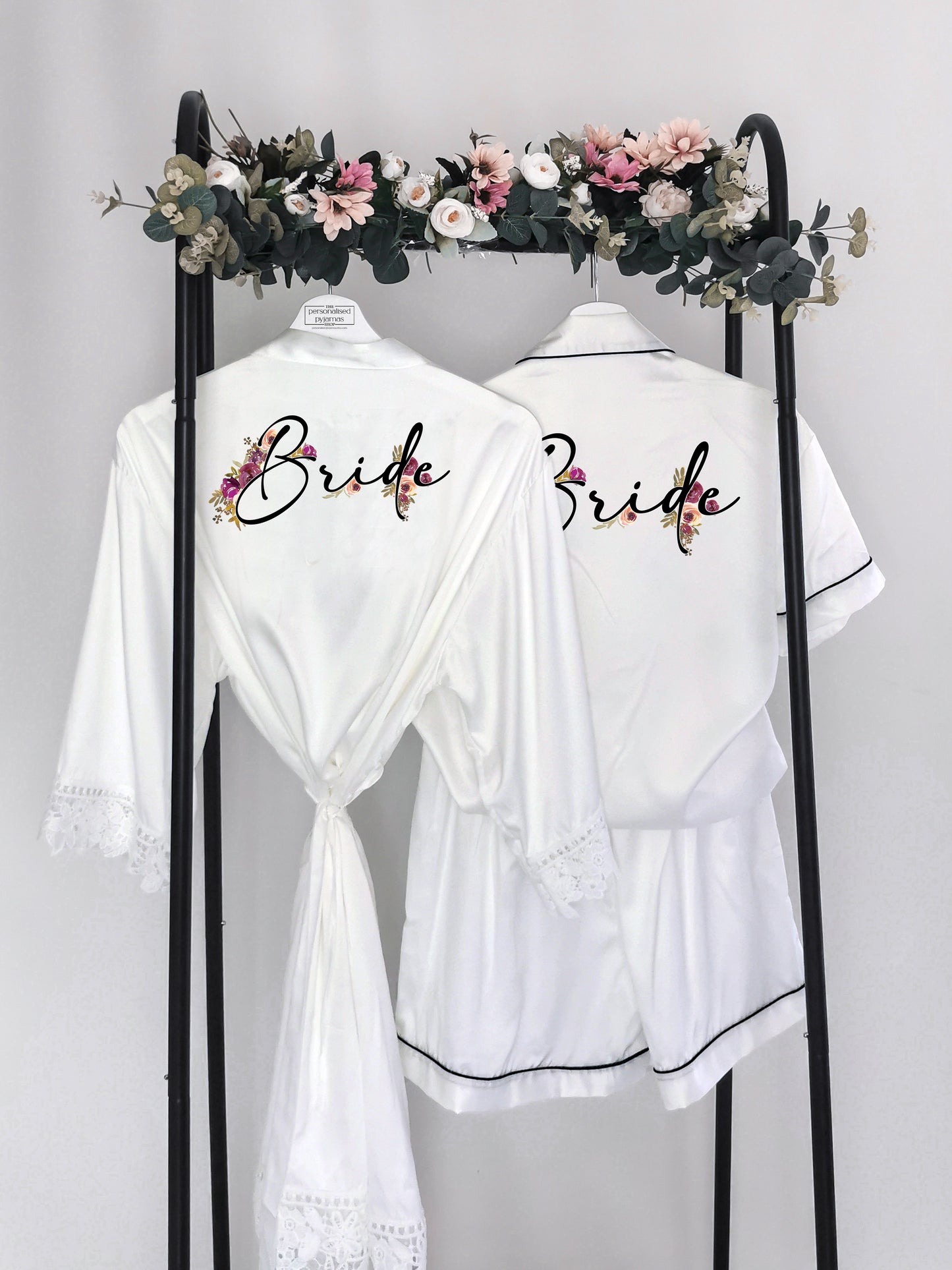 Personalised Floral Style Bridesmaid and Flowergirl Robes, Matching Wedding Dressing Gowns