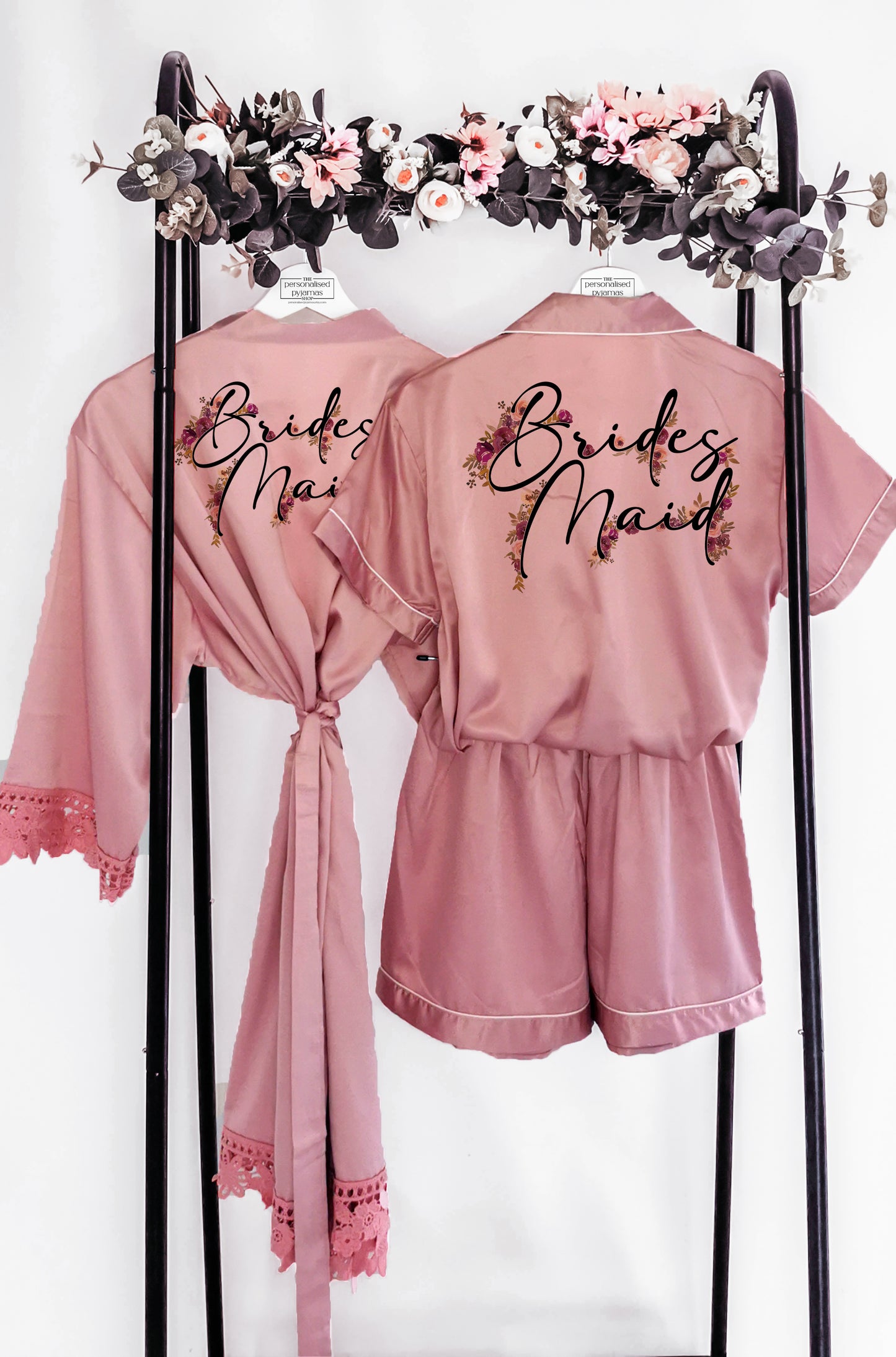 Personalised Floral Bridesmaid and Maid of Honour Pyjamas