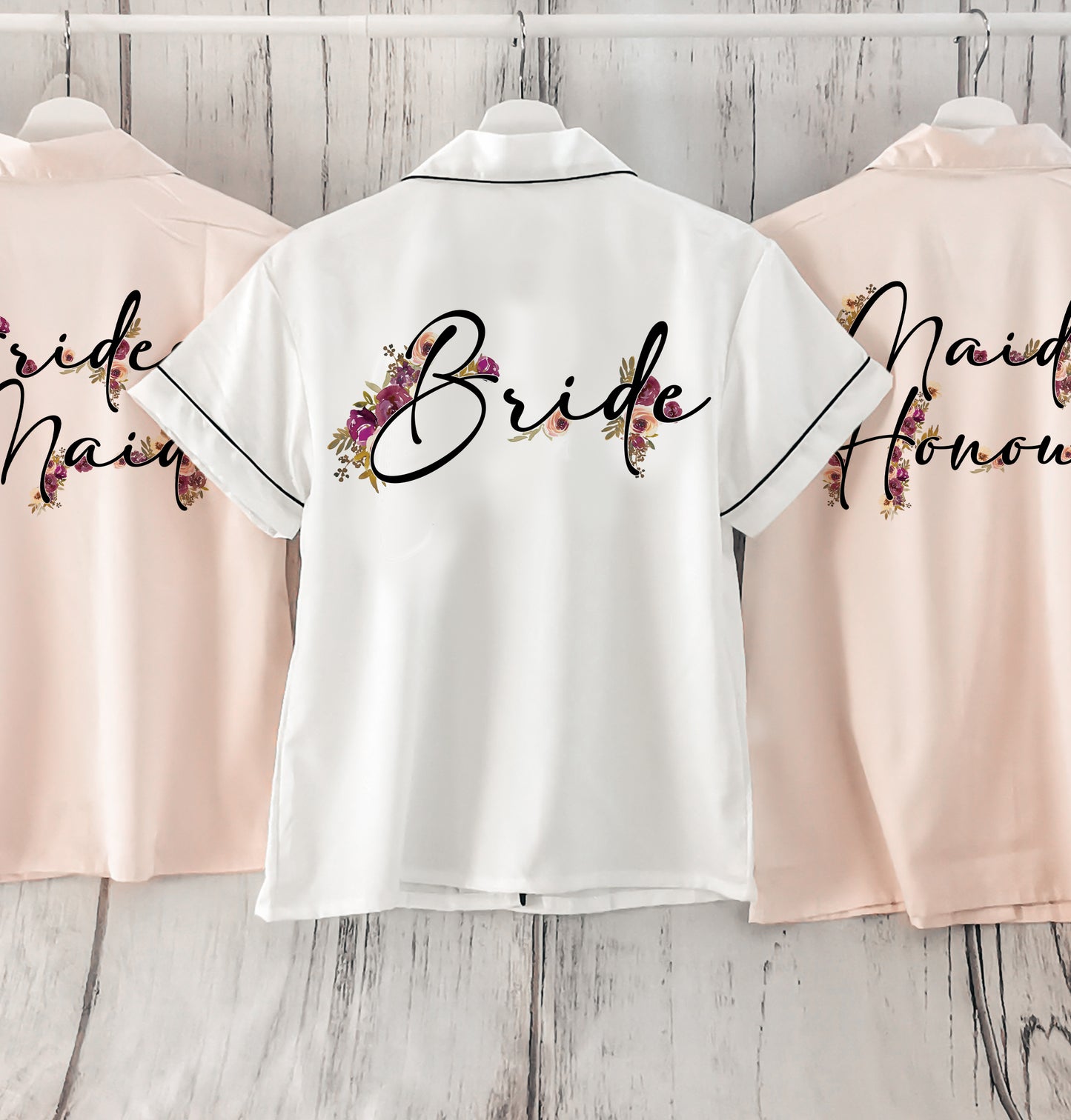 Personalised Floral Bridesmaid and Maid of Honour Pyjamas