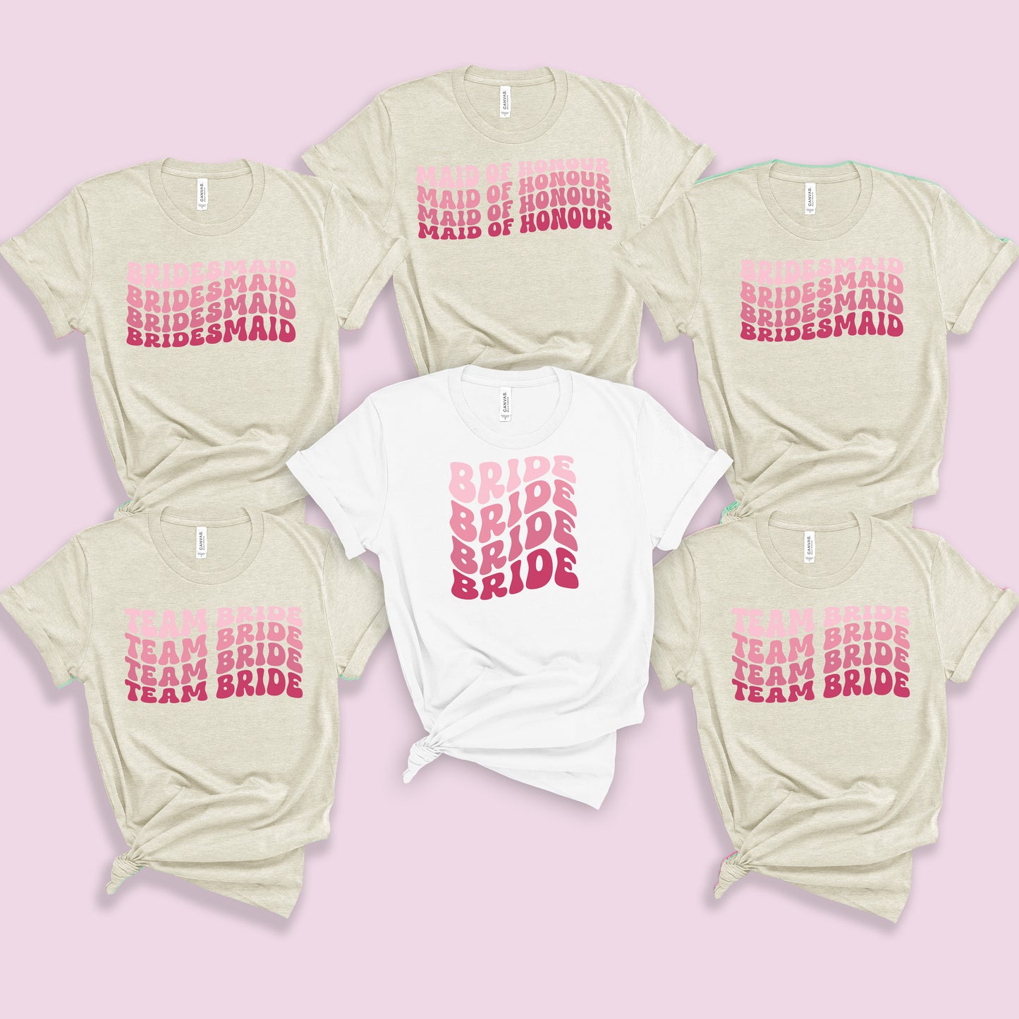 Retro Style Pink Team Bride Shirts