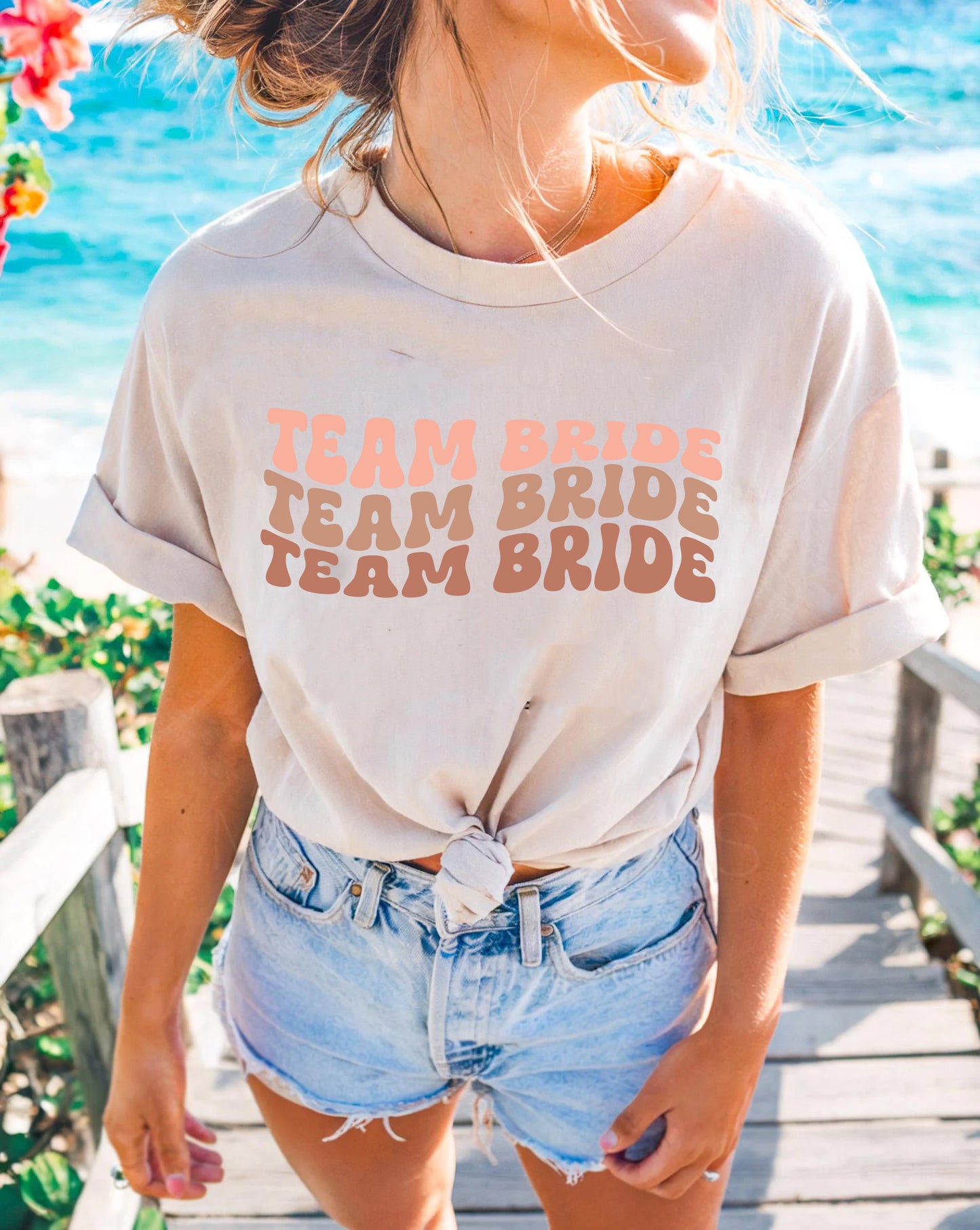 Beige Retro Style Team Bride Shirts