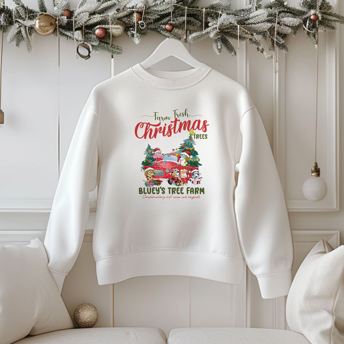 Personalised Blue Christmas Farm Christmas Jumper