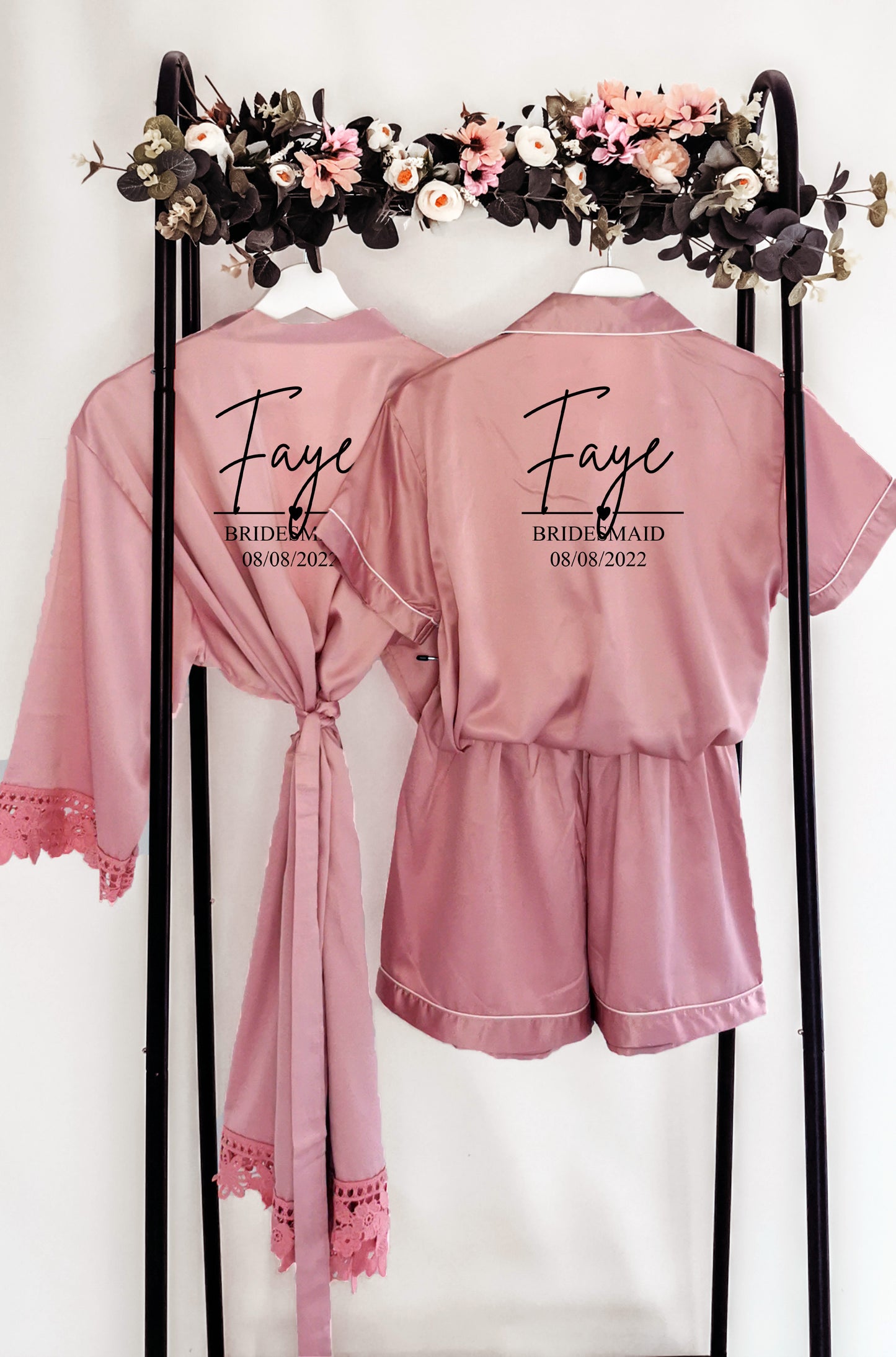 Personalised Bride Hen Party Pyjamas and Robe, Future Mrs Pyjamas, Wedding Day Pyjamas and Robe