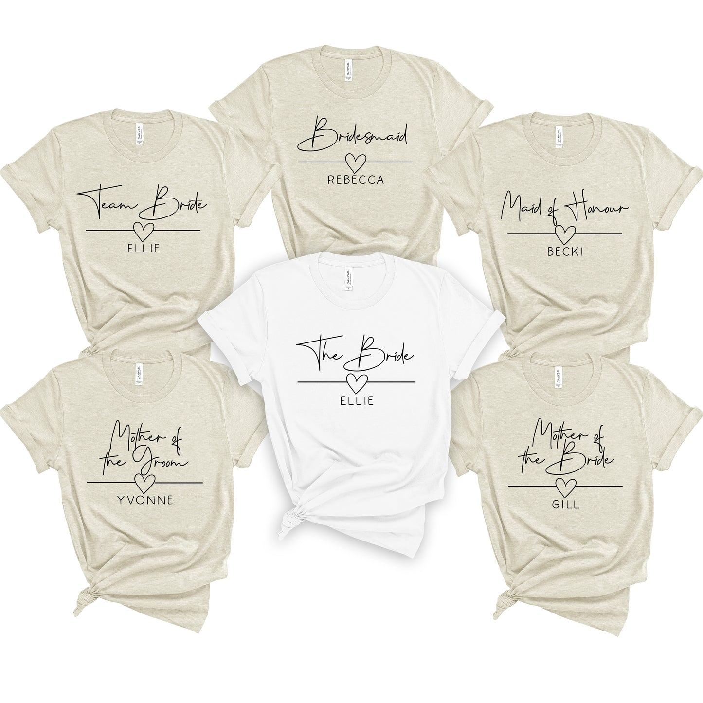 Personalised Beige AestheticTeam Bride Bachelorette Party Oversized TShirts