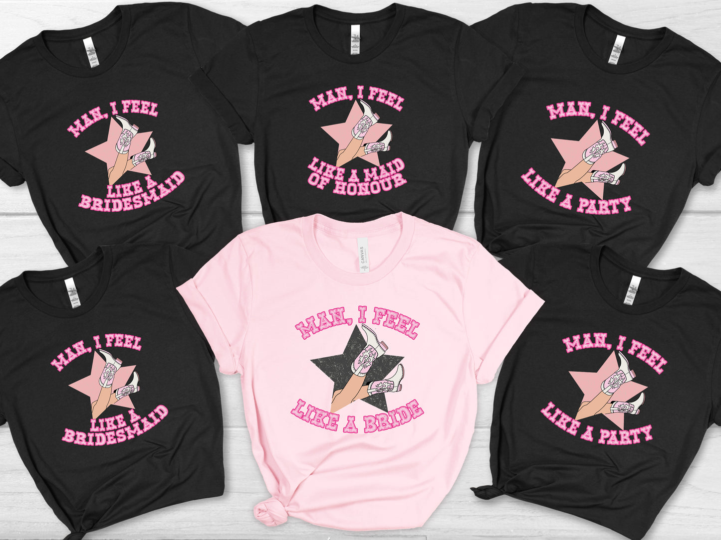 Let's Go Girls - Disco Cowgirl Themed Hen Party T-Shirt Set | Matching Bachelorette Party Tees for the Whole Squad