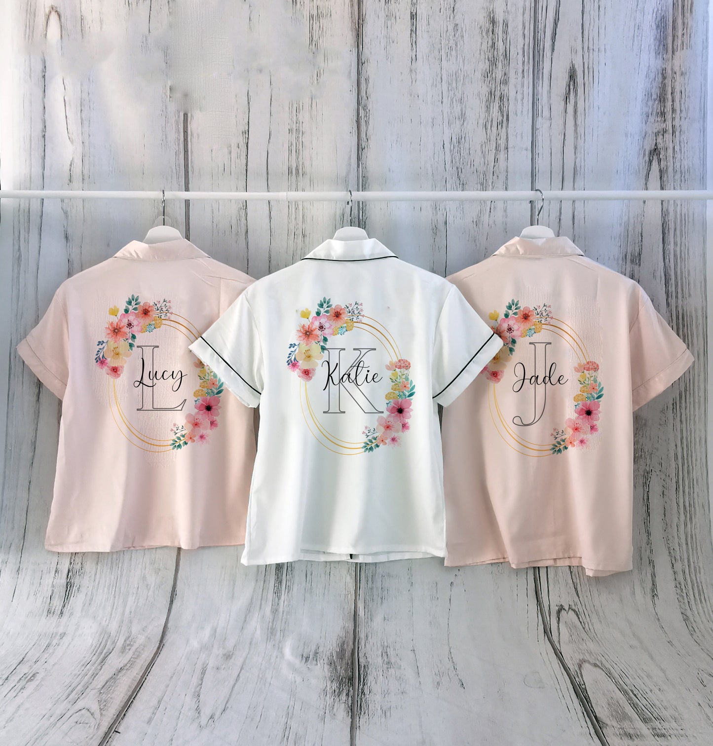 Personalised Floral Matching Flower Girl Pyjamas- Mini/Junior Bridesmaid PJs *Darcey*