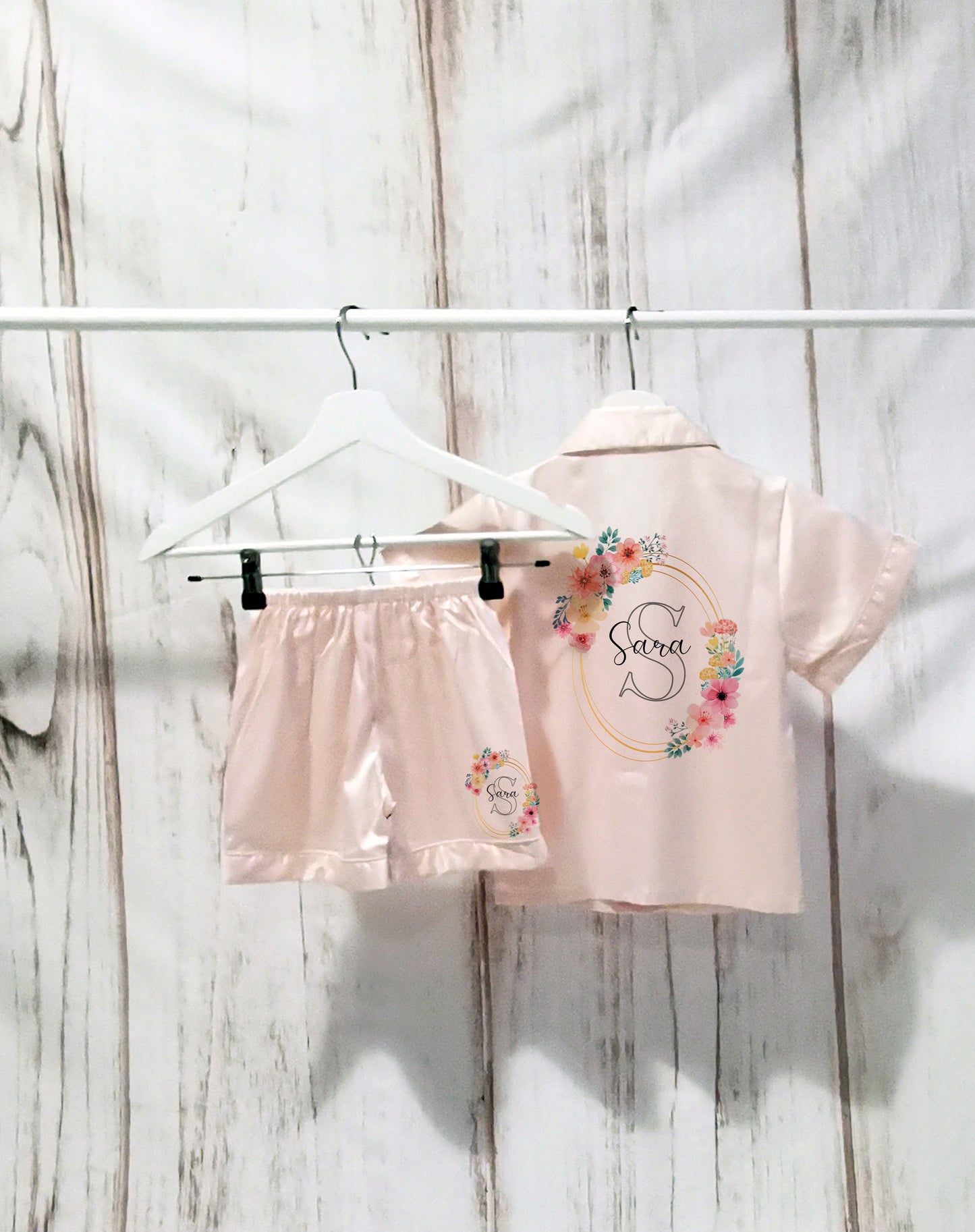 Personalised Floral Matching Flower Girl Pyjamas- Mini/Junior Bridesmaid PJs *Darcey*