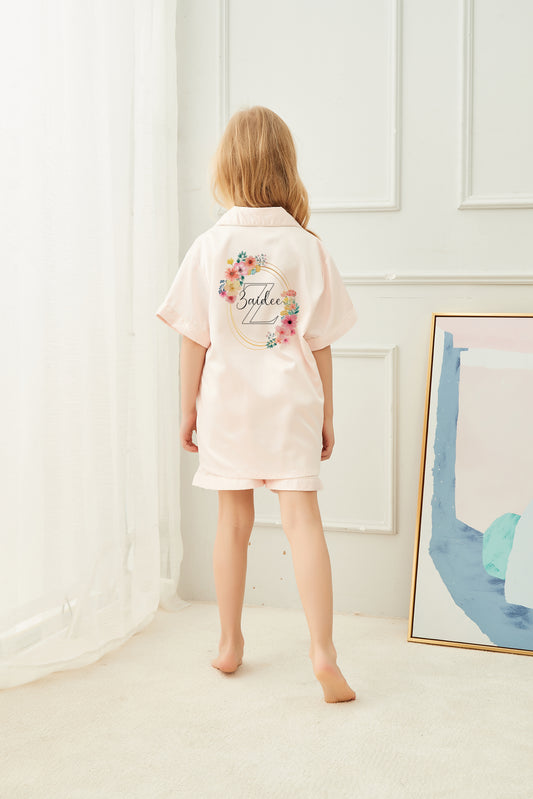 Personalised Floral Matching Flower Girl Pyjamas- Mini/Junior Bridesmaid PJs *Darcey*