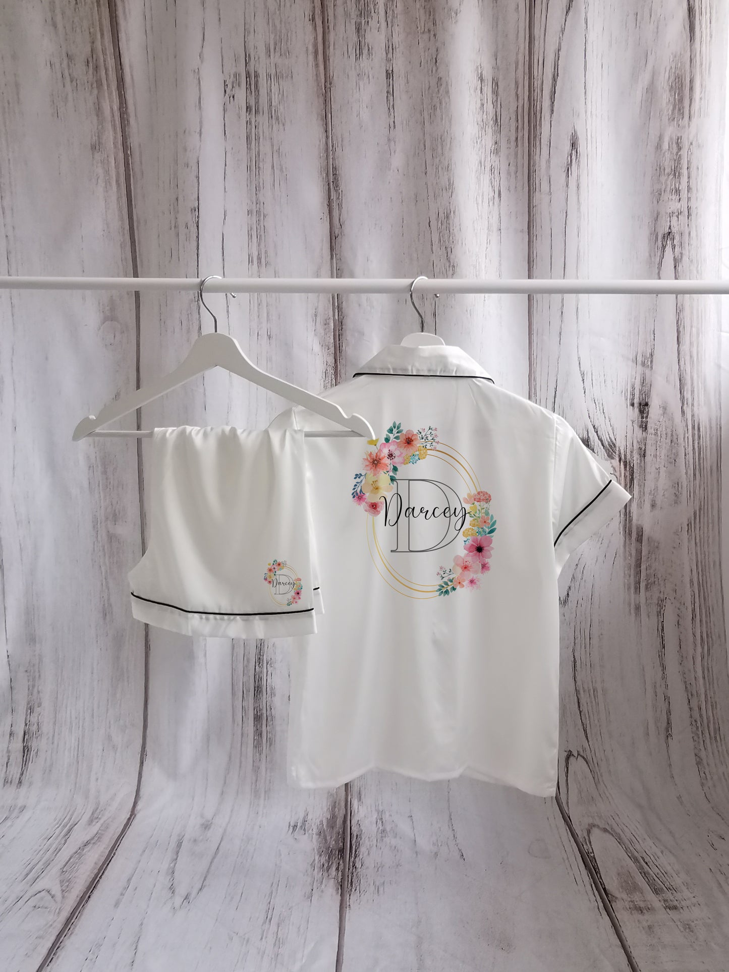 Personalised Floral Matching Flower Girl Pyjamas- Mini/Junior Bridesmaid PJs *Darcey*