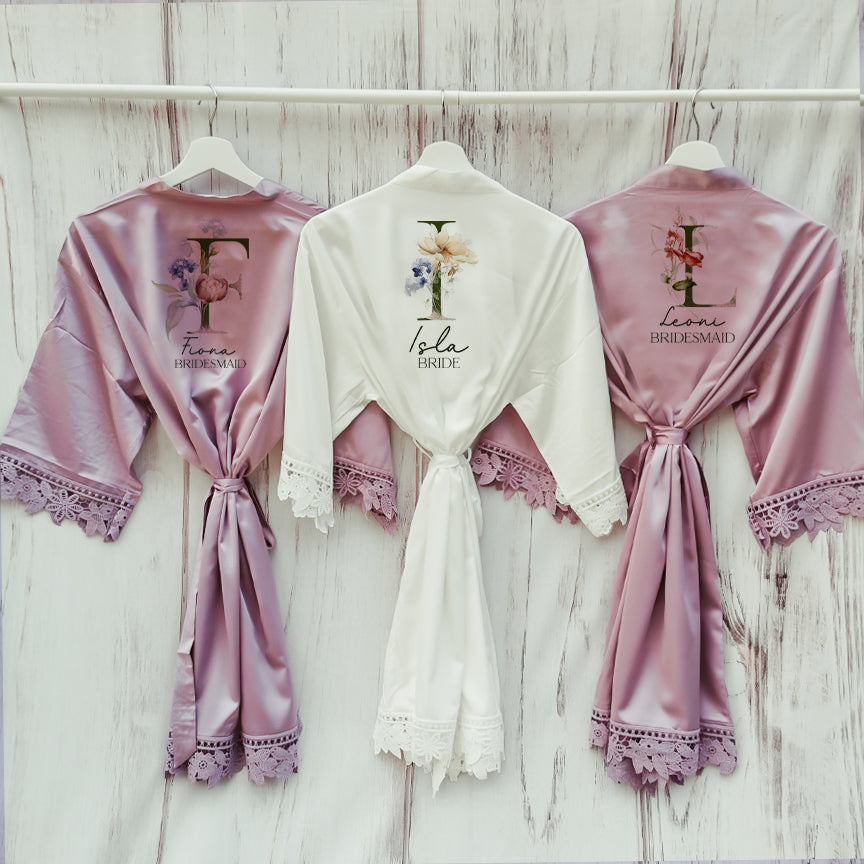 Personalised Wedding Robe - Elegant Eucalyptus Monogram