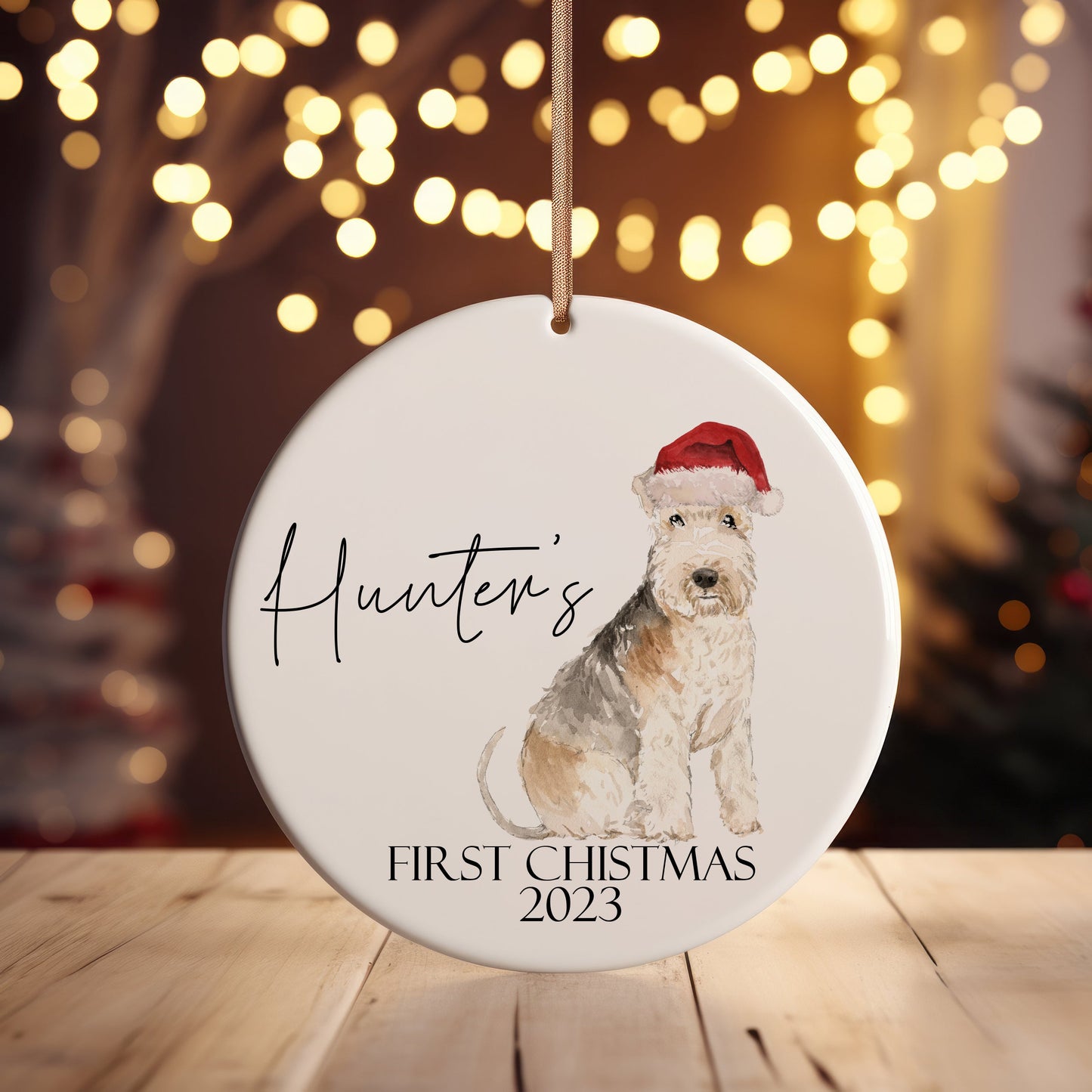 Personalised Dogs First Christmas Tree Bauble, Sweet Custom Christmas Decor, Pet Christmas Present, Hand Drawn Pet Bauble