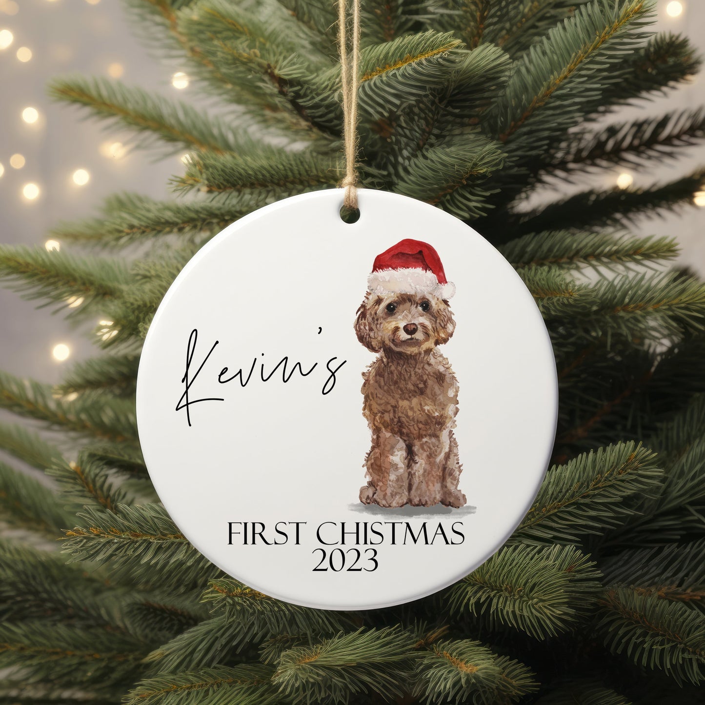 Personalised Dogs First Christmas Tree Bauble, Sweet Custom Christmas Decor, Pet Christmas Present, Hand Drawn Pet Bauble