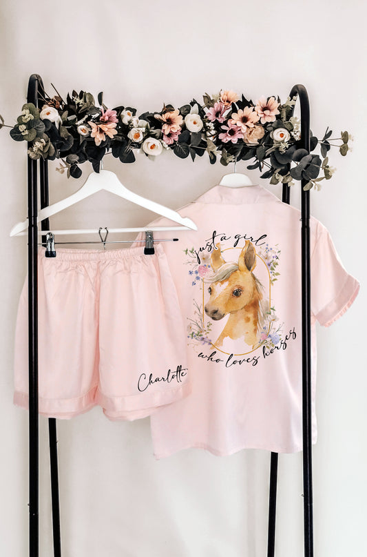 Luxury Personalised Horsey Girl Birthday Sleepover Pyjamas (Kids)