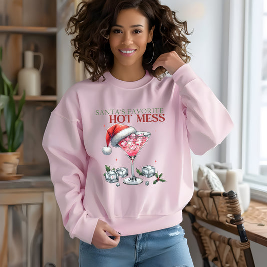 Santa's Hot Mess Jumper, Alcohol Adult Christmas Day Sweater