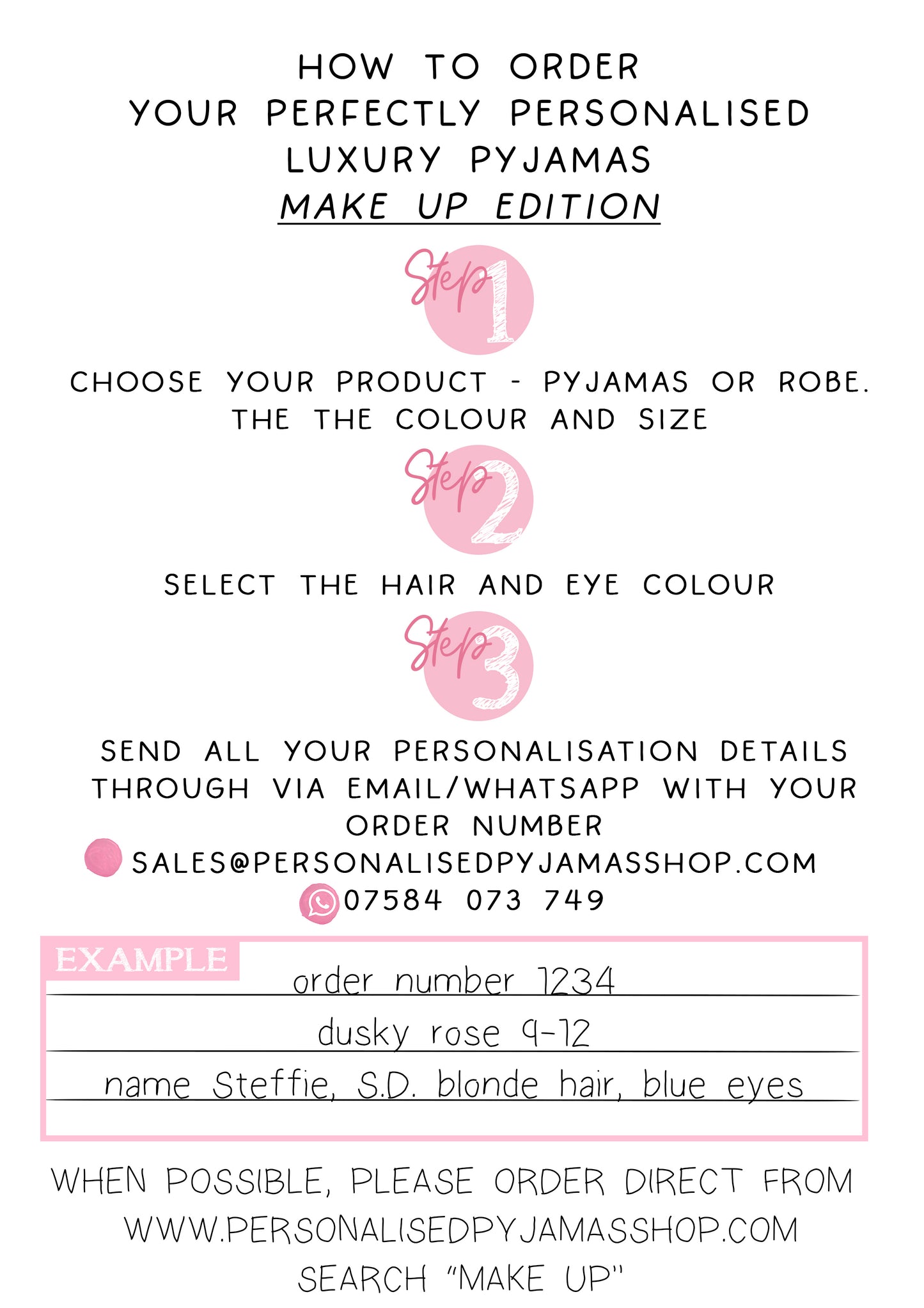 Luxury Make Up Girl Personalised Pink Pyjamas (facebook)