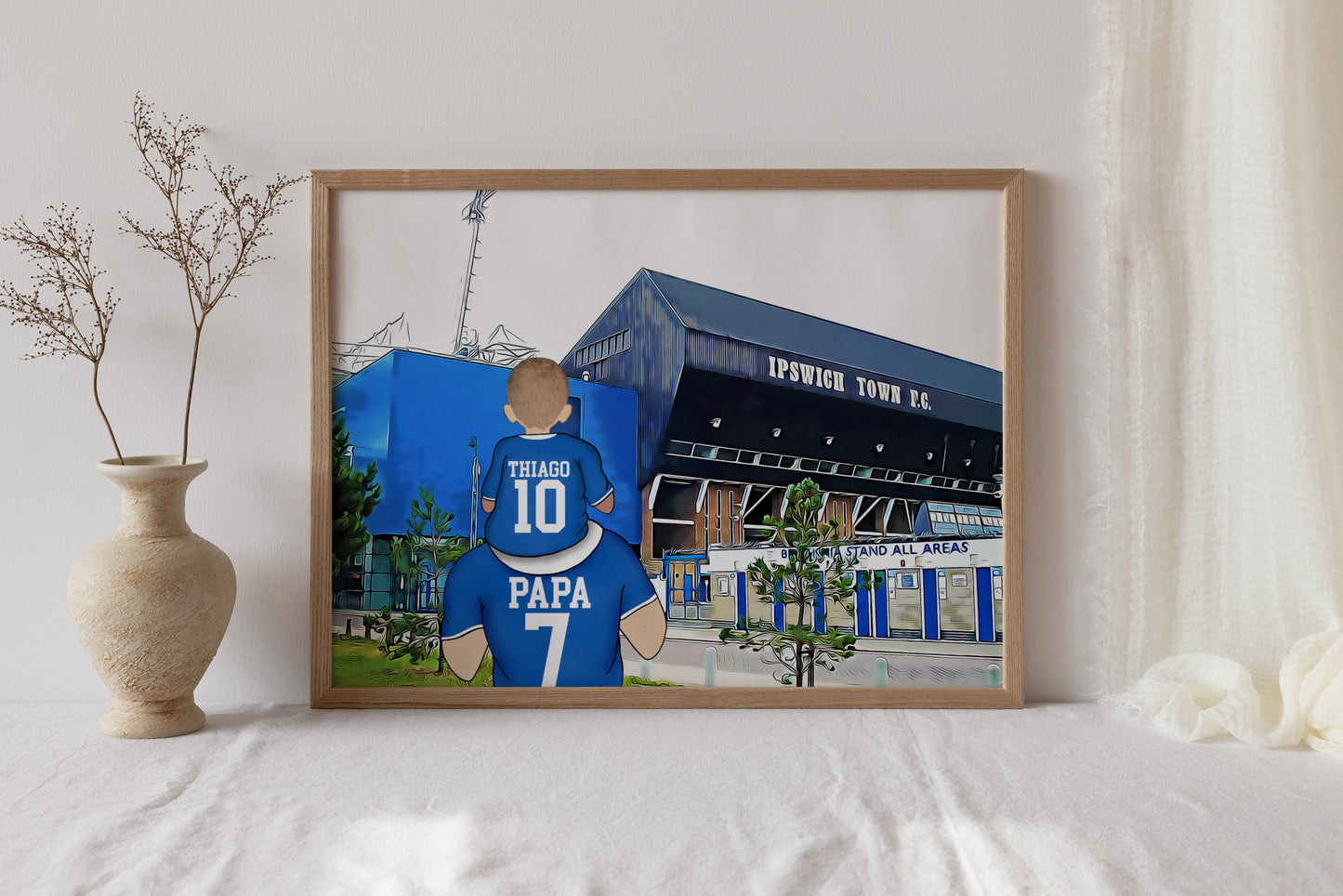 Ipswich Football Team Stadium Print – Personalised Family Artwork for Dad