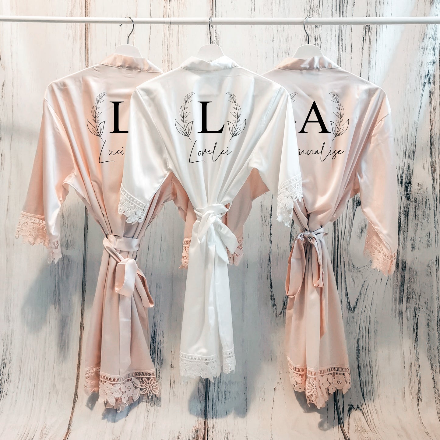 Classic Monogram Satin Pyjamas, Luxury Bridesmaid Robes (Adults)