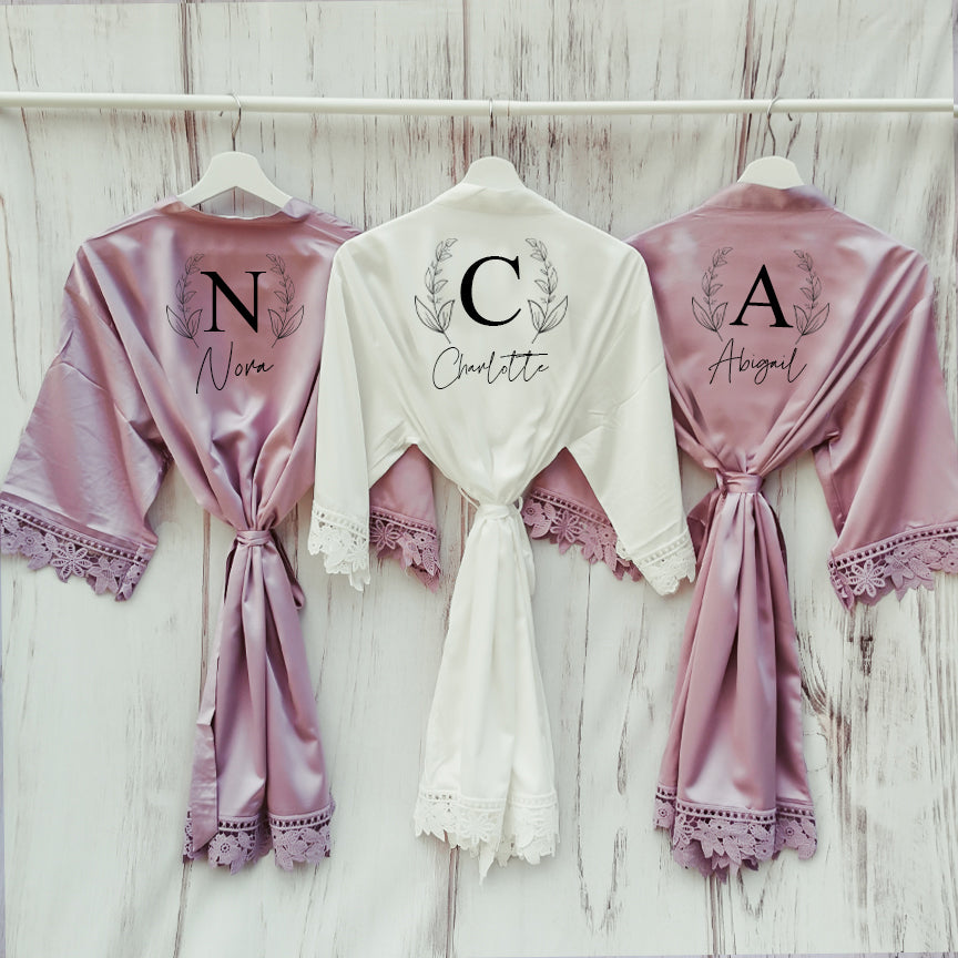 Classic Monogram Satin Pyjamas, Luxury Bridesmaid Robes (Adults)