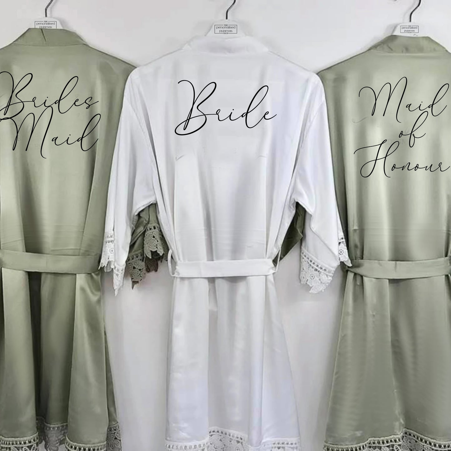 Classic Floral Monogram Personalised Satin Pyjamas, Flowergirl and Mini Bridesmaid Robe (Kids)