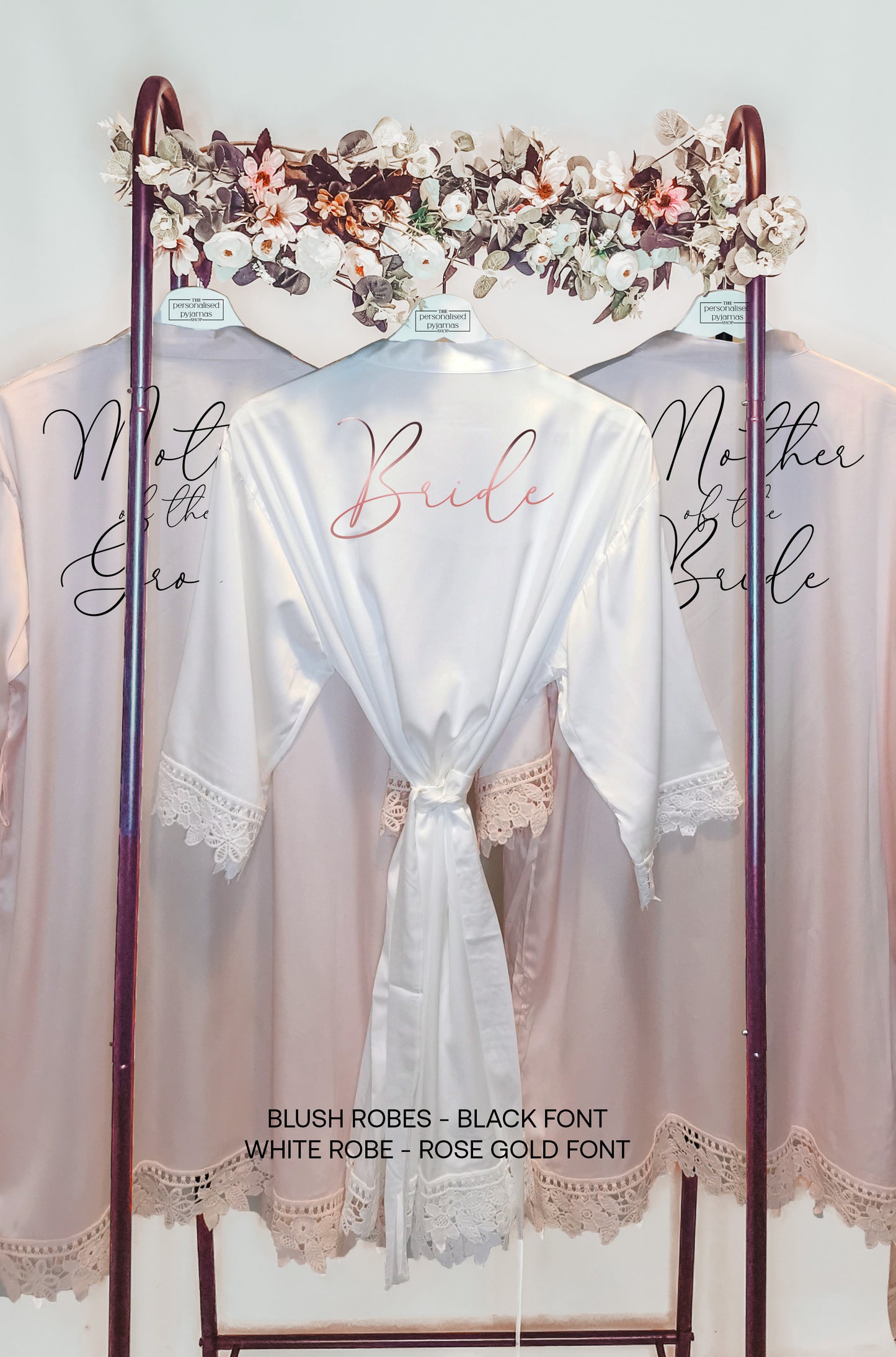 Luxury Bridesmaid Pyjamas and Robes, Rose Gold and Silver Options