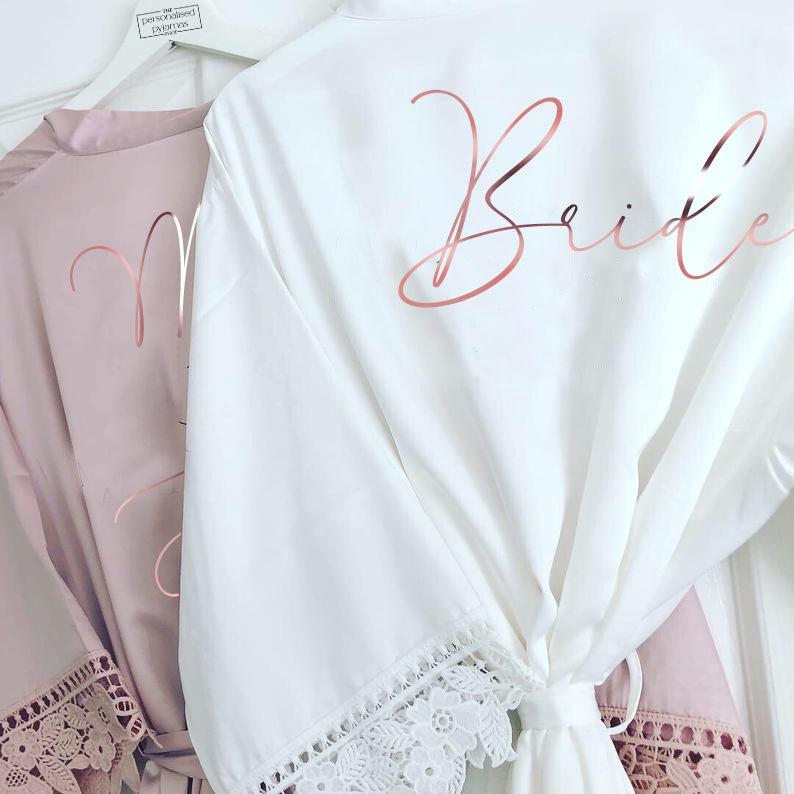 Luxury Bridesmaid Pyjamas and Robes, Rose Gold and Silver Options