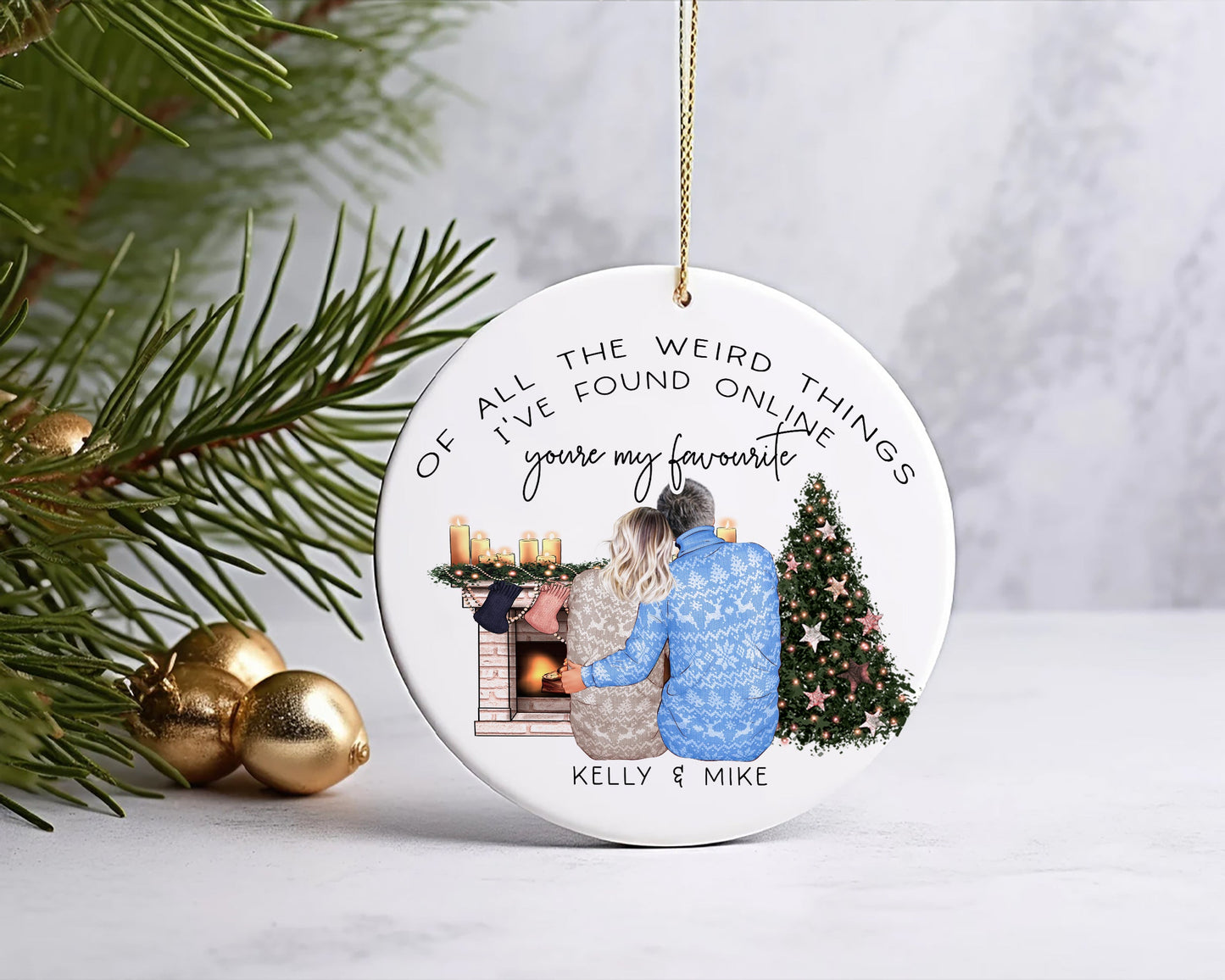 Online Dating Funny Girlfriend Boyfriend Christmas Tree Bauble, Online Dating Ornament