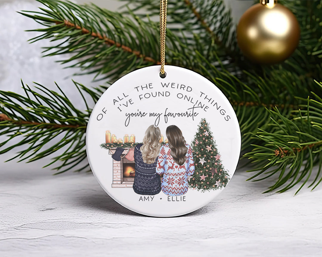 Online Dating Funny Girlfriend Boyfriend Christmas Tree Bauble, Online Dating Ornament