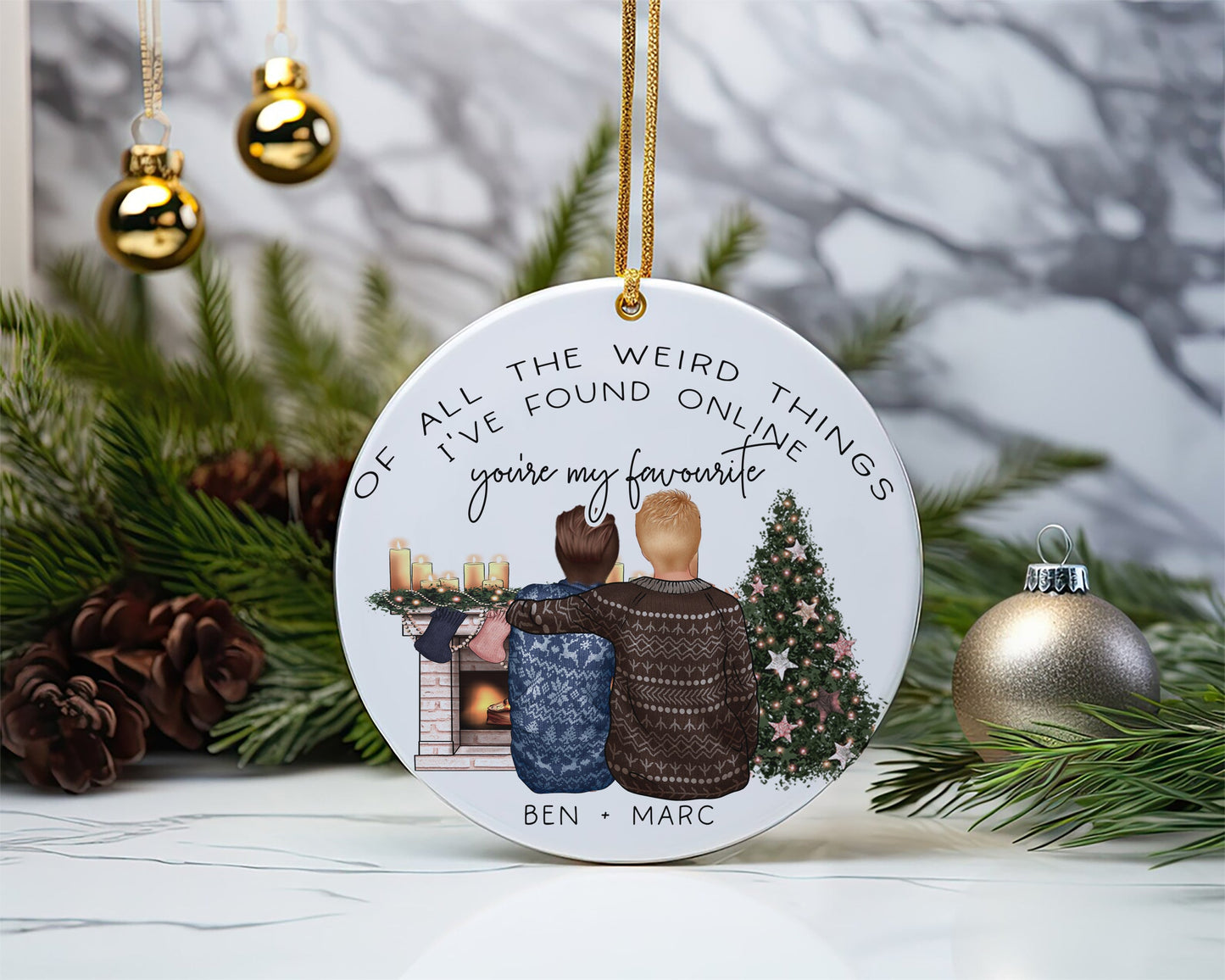 Of All The Weird Things I Found Online You're My Favourite Christmas Bauble Gift For Couples, Joke Husband Wife Gift