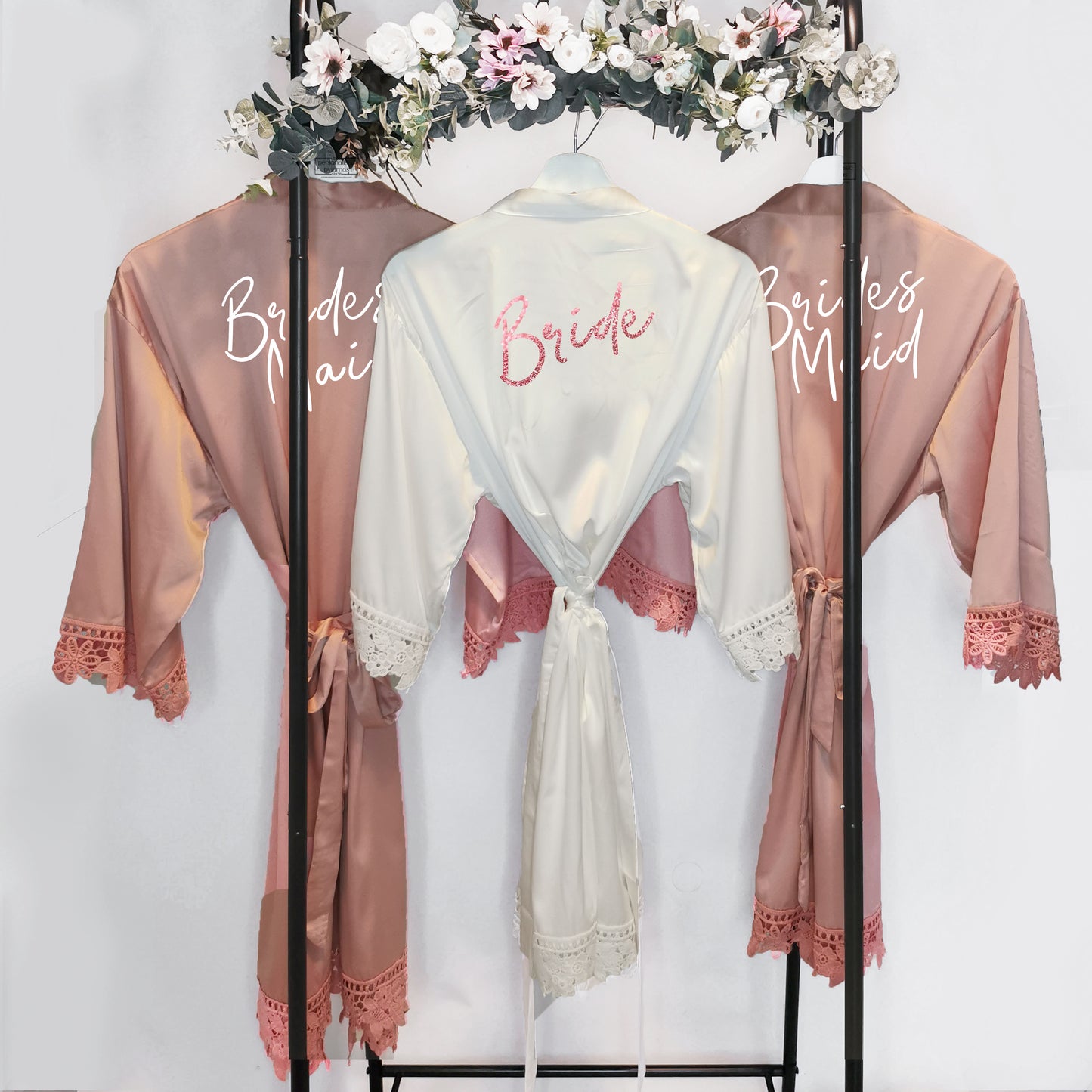 Luxury Rose Gold Bridesmaid Robe, Rose Gold and Silver Options