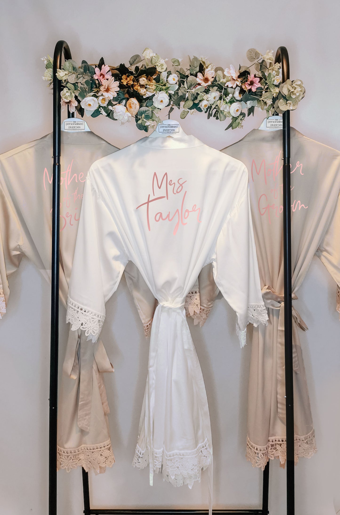 Luxury Rose Gold Bridesmaid Robe, Rose Gold and Silver Options