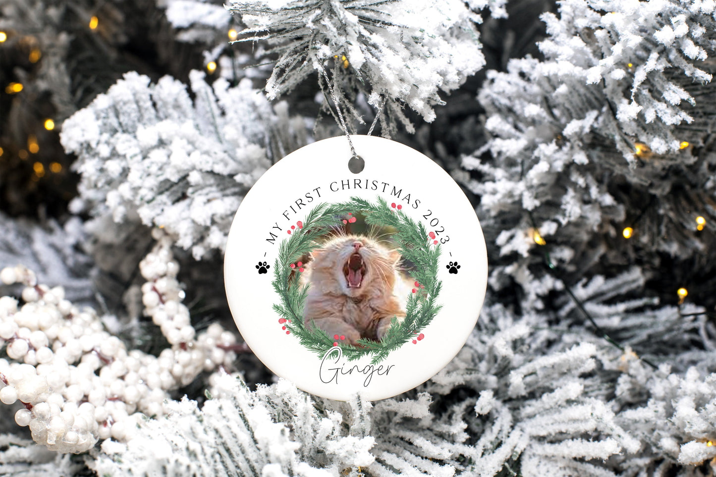 Personalised Dogs First Christmas Bauble, Custom Photo Christmas Ornament, Pet Bauble Keepsake, Dog Mum Puppy Gift, New Puppy