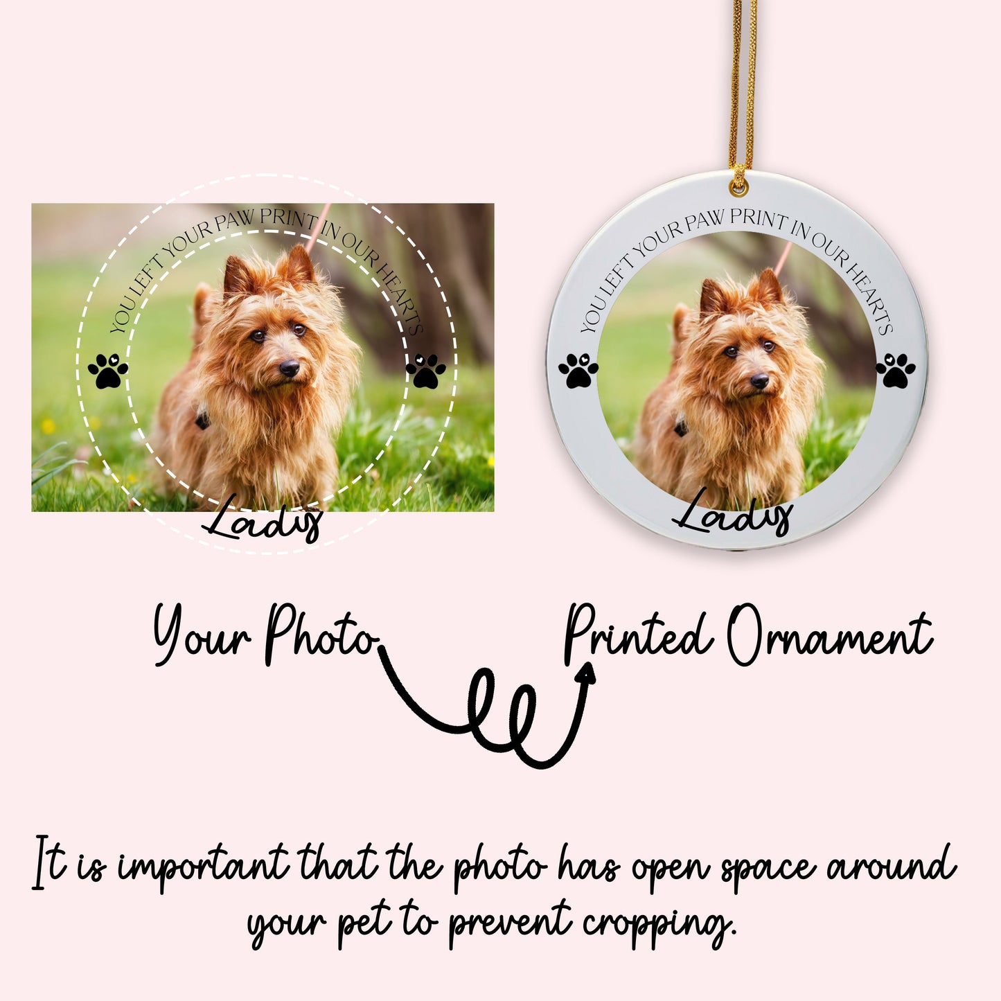 Personalised Dogs First Christmas Bauble, Custom Photo Christmas Ornament, Pet Bauble Keepsake, Dog Mum Puppy Gift, New Puppy