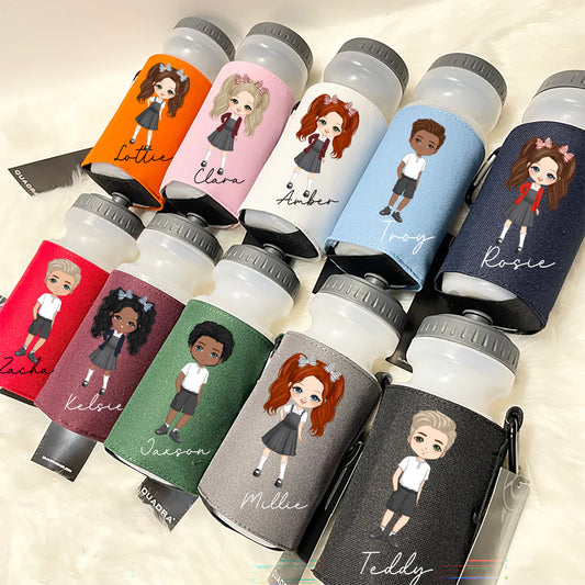 Personalised School Water Bottle and Holder