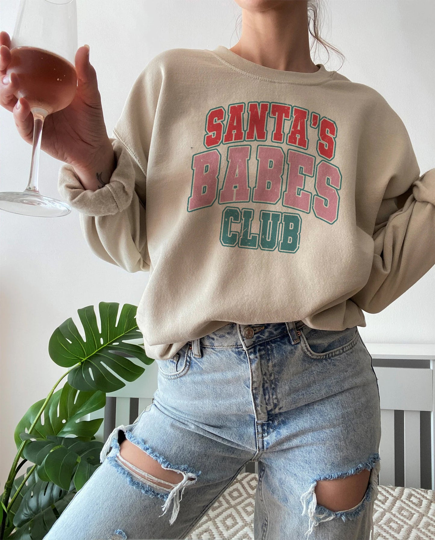 Santa's Babe Club Christmas Jumper, Cute and Girlie Christmas Jumper Day Outfit