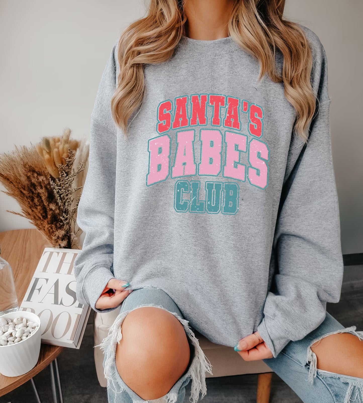 Santa's Babe Club Christmas Jumper, Cute and Girlie Christmas Jumper Day Outfit