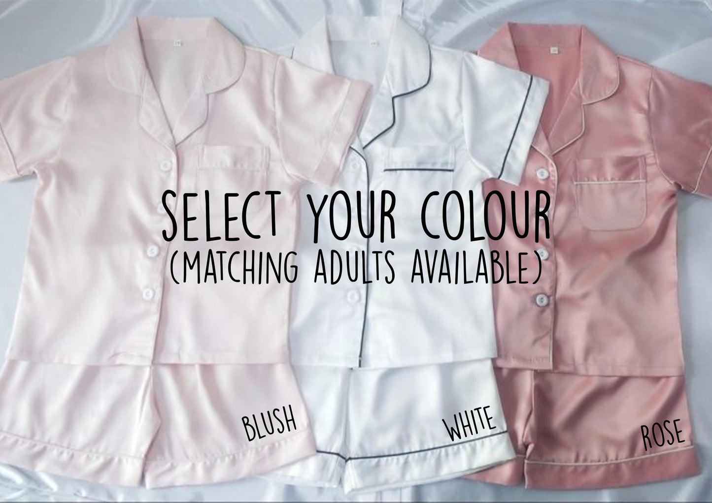 Personalised Flowergirl and Mini Bridesmaid Robes and Pyjamas, Rose Gold and Silver Available