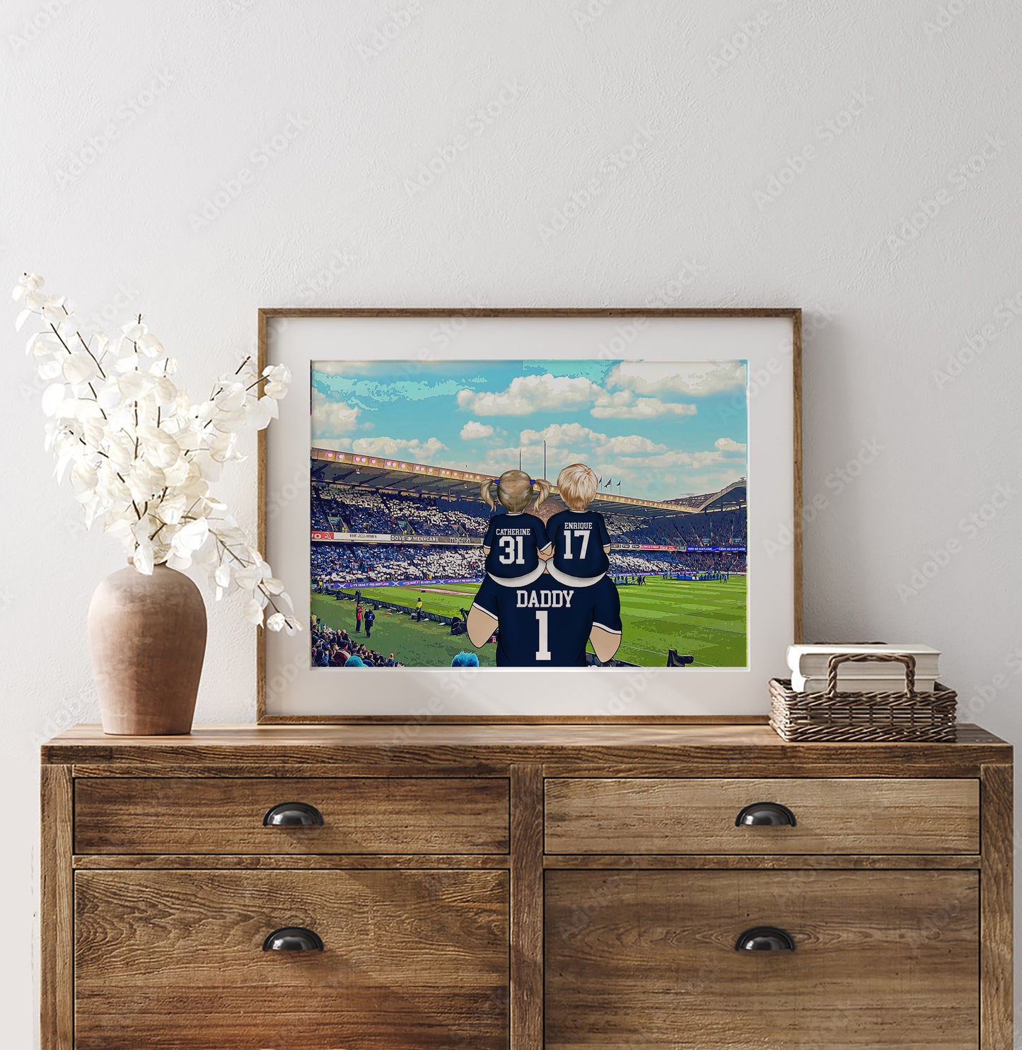 Scotland Football Team Family Print for Dads – Personalised Stadium Print for Birthday or Father’s Day