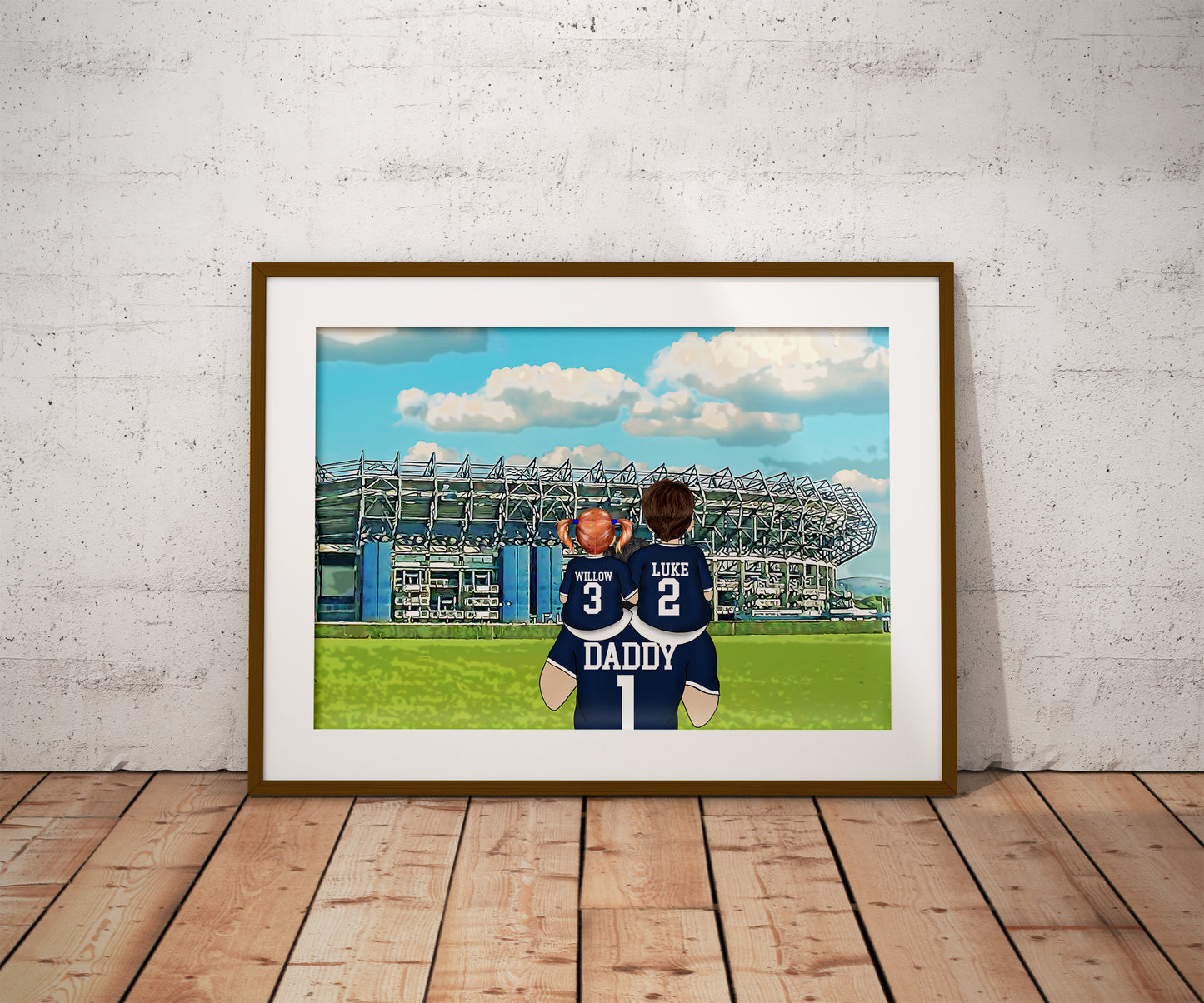 Scotland Football Team Family Print for Dads – Personalised Stadium Print for Birthday or Father’s Day