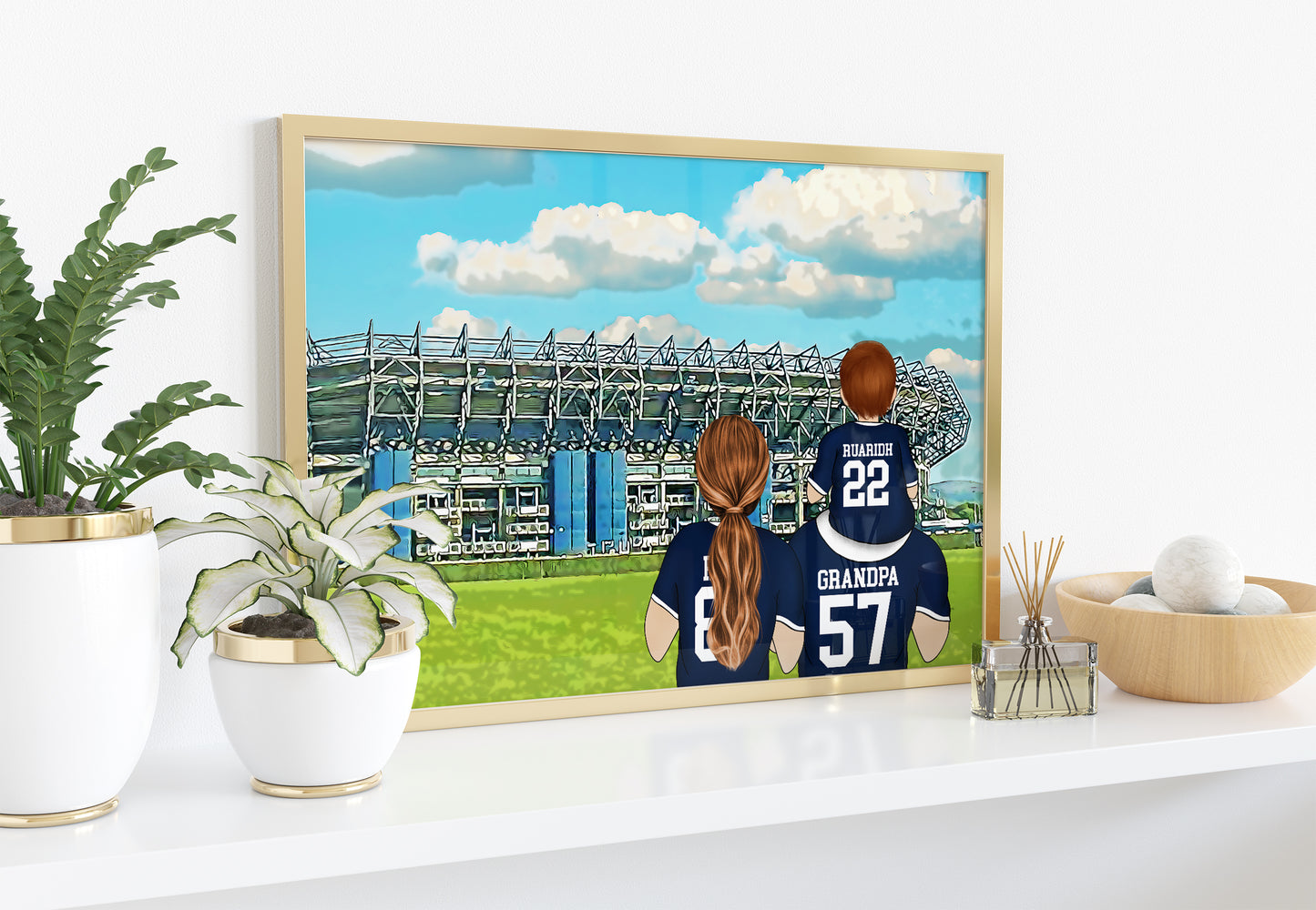 Scotland Football Team Family Print for Dads – Personalised Stadium Print for Birthday or Father’s Day